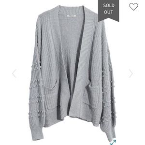 Madewell Bobble Sleeve Cardigan Cool Fog